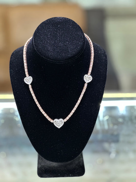 8.05CT Baguette & Round Diamond Heart 10K Chain