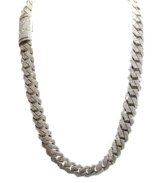 39.60CT Diamond 10K Cuban Link Chain 18mm