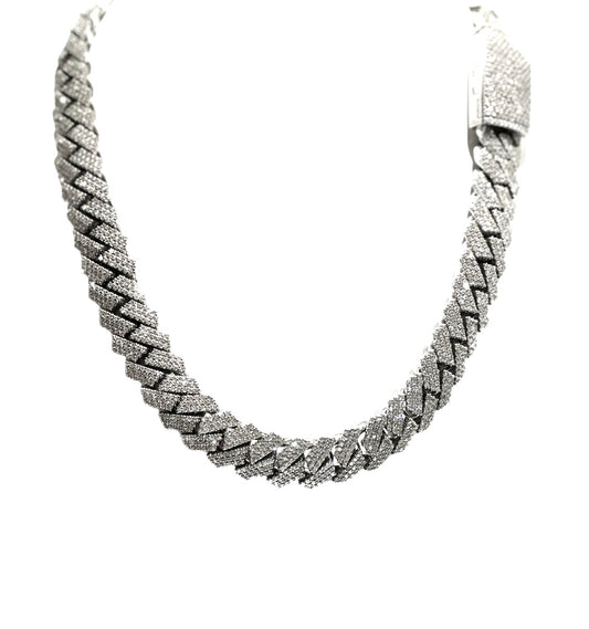 25.5CT Diamond 10K Cuban Link Chain 14mm