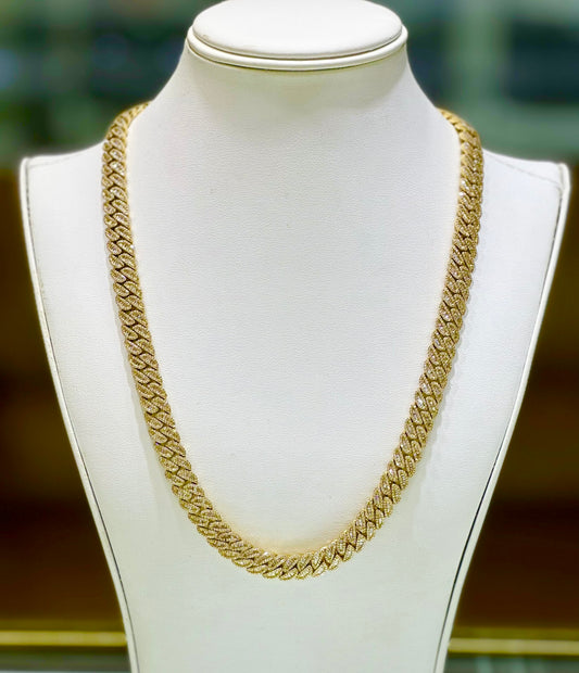 14.75CT Baguette & Round Diamond 10K Cuban Link Chain 10mm