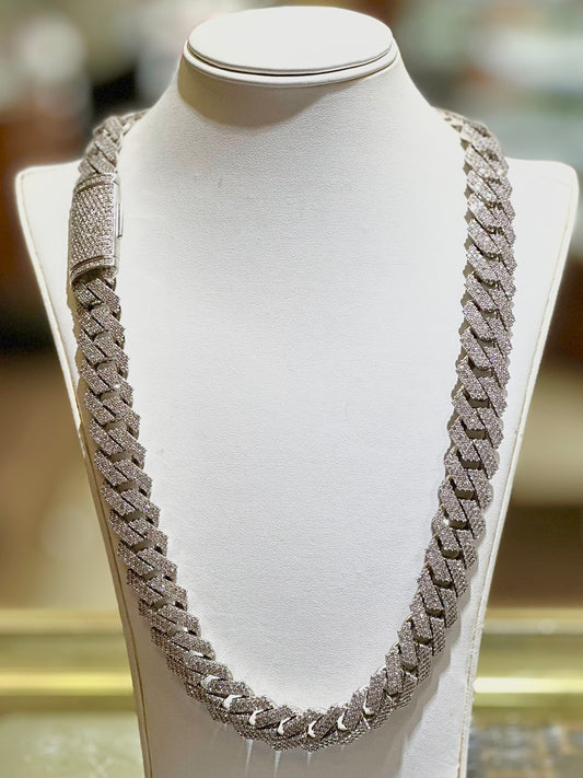 39.60CT Diamond 10K Cuban Link Chain 18mm