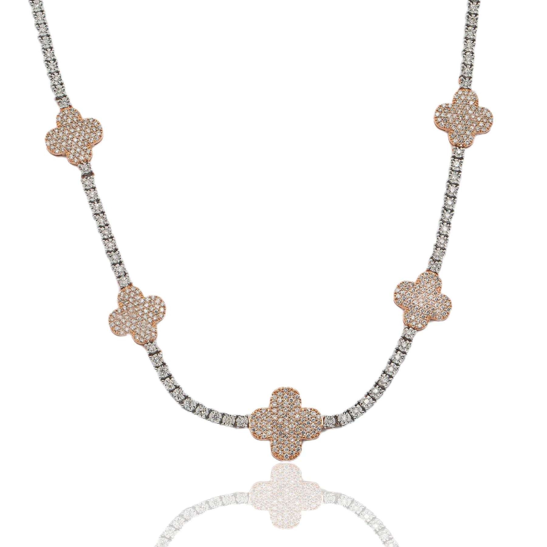 3.40CT Diamond Clover 10K Chain