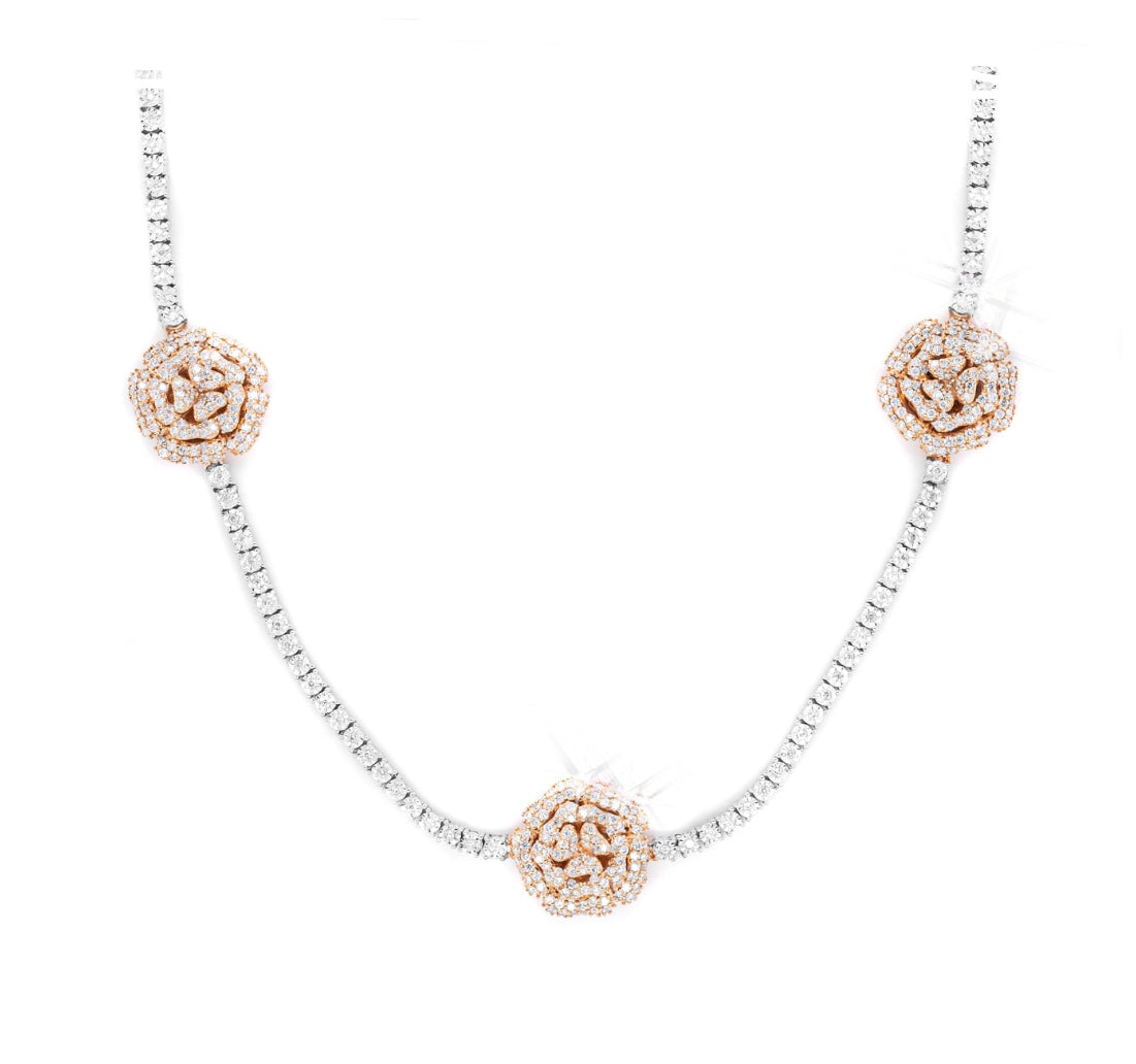 2.95CT Diamond Roses 10K Chain