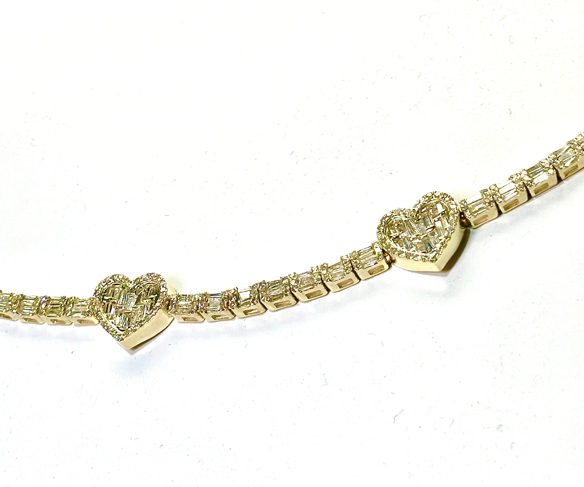 4.40CT Baguette & Round Diamond Hearts Bracelet