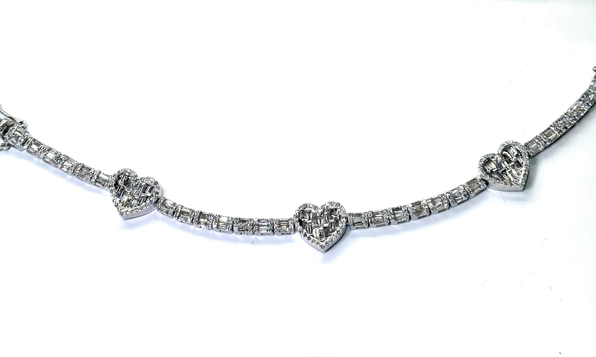 4.40CT Baguette & Round Diamond Hearts Bracelet