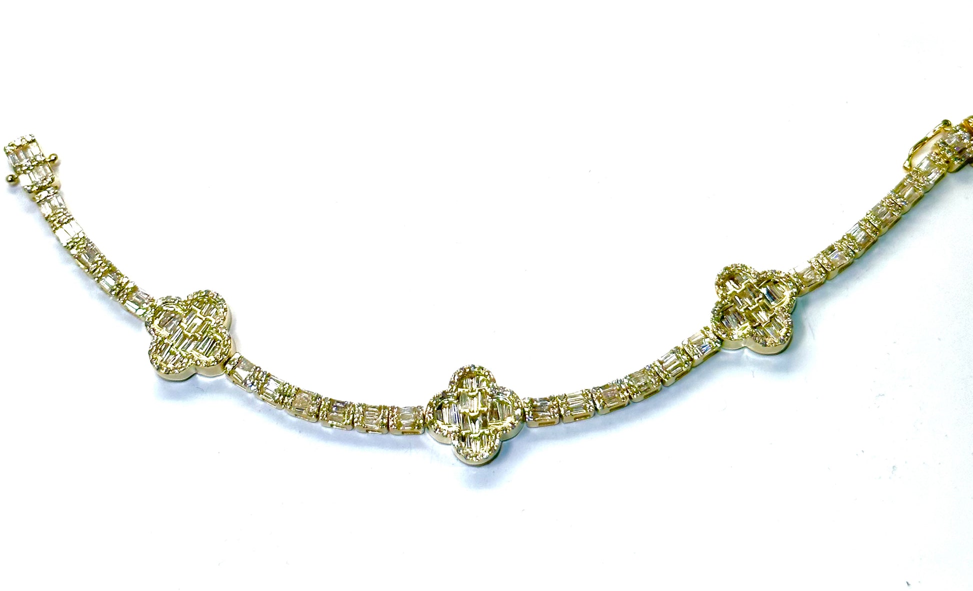 4.50CT Baguette & Round Diamond Clover Bracelet