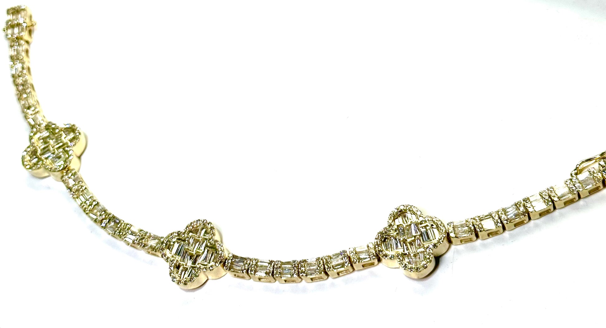 4.50CT Baguette & Round Diamond Clover Bracelet