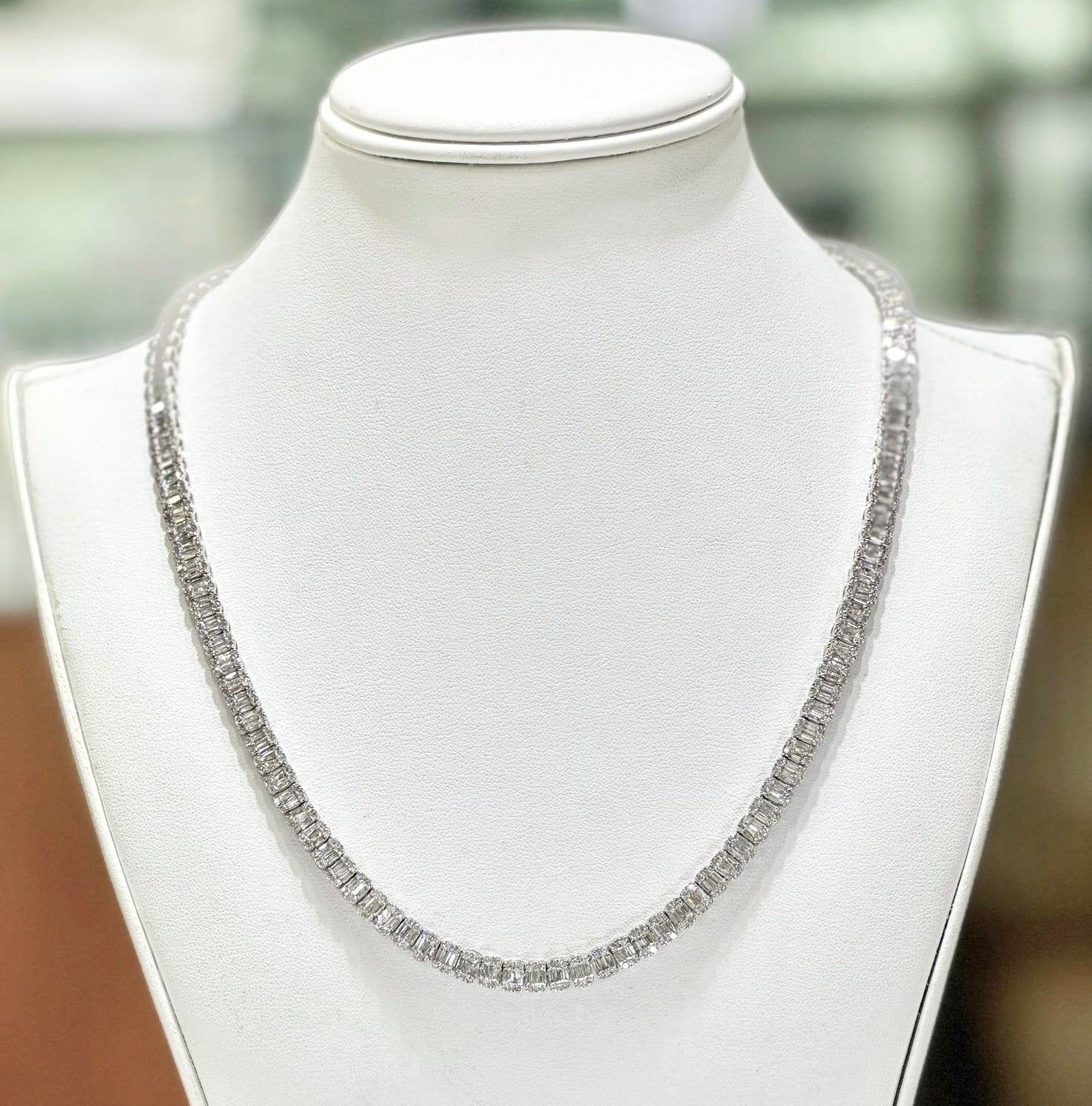 15.79CT Baguette & Round Diamond 10K Chain