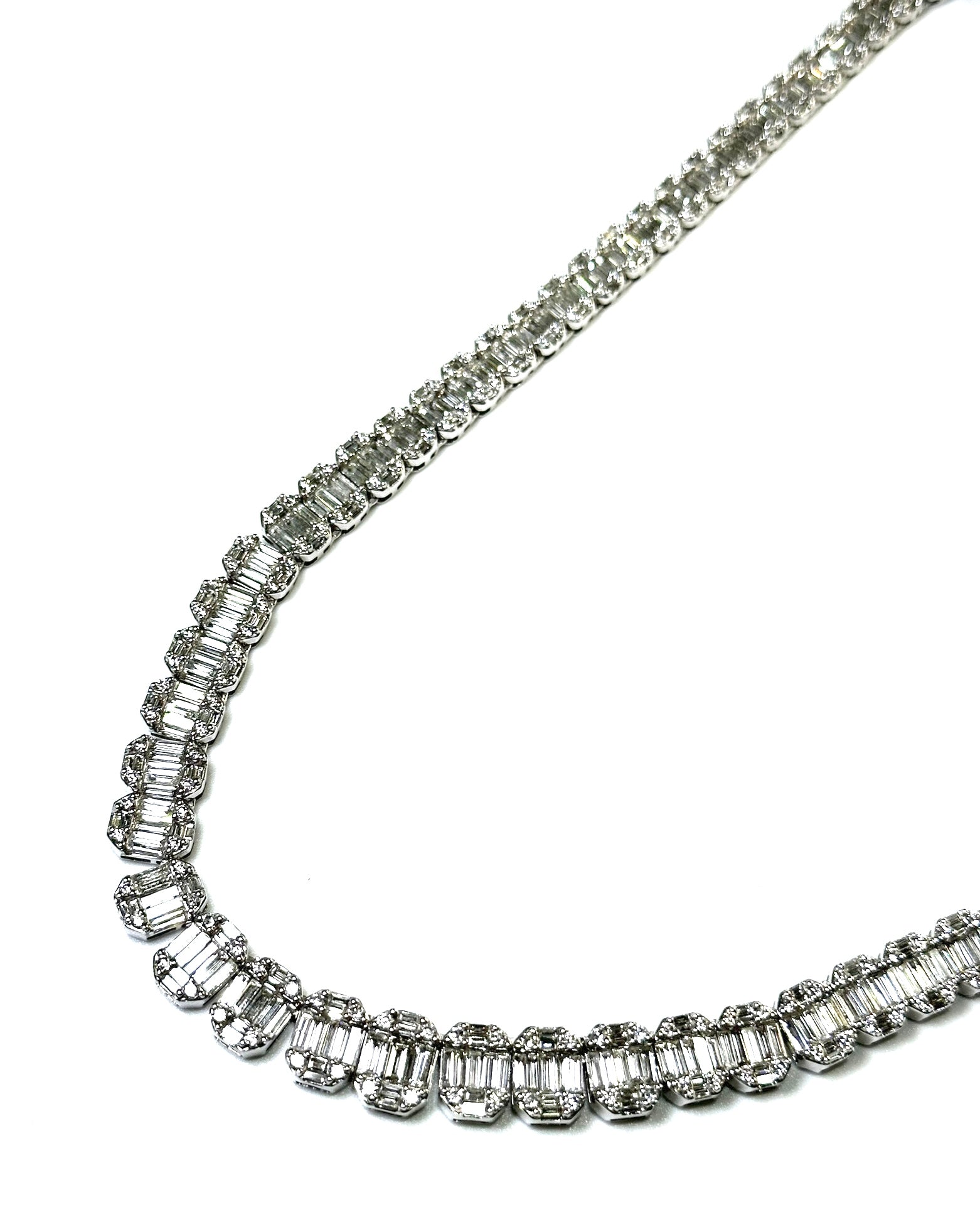 21.50CT Baguette & Round Diamond 14K Chain