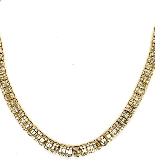 15.80CT Baguette & Round Diamond 10K Chain