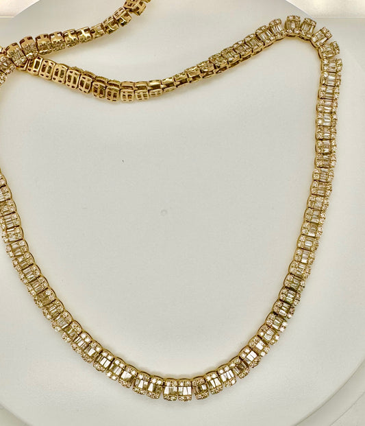 15.80CT Baguette & Round Diamond 10K Chain