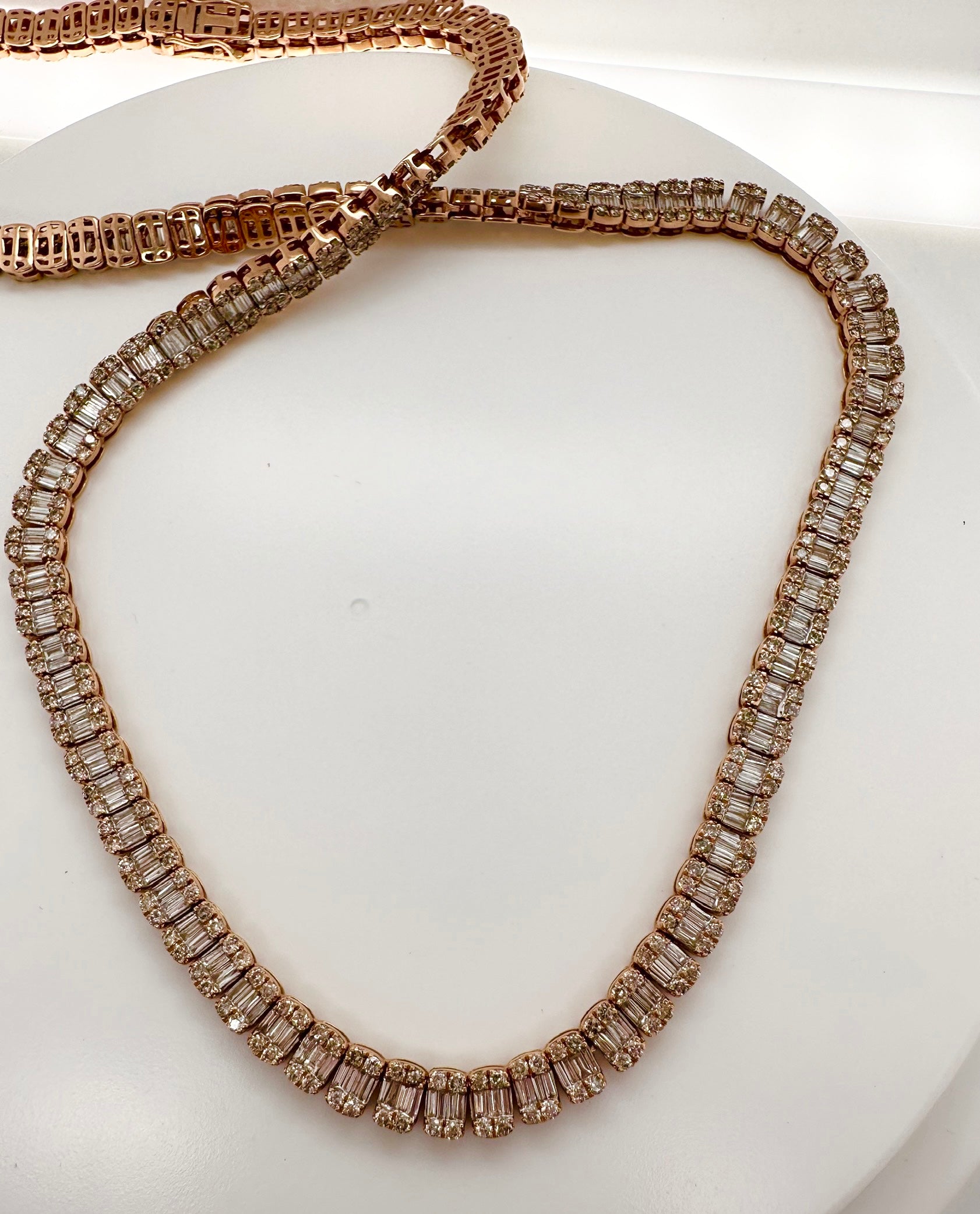 15.80CT Baguette & Round Diamond 10K Chain