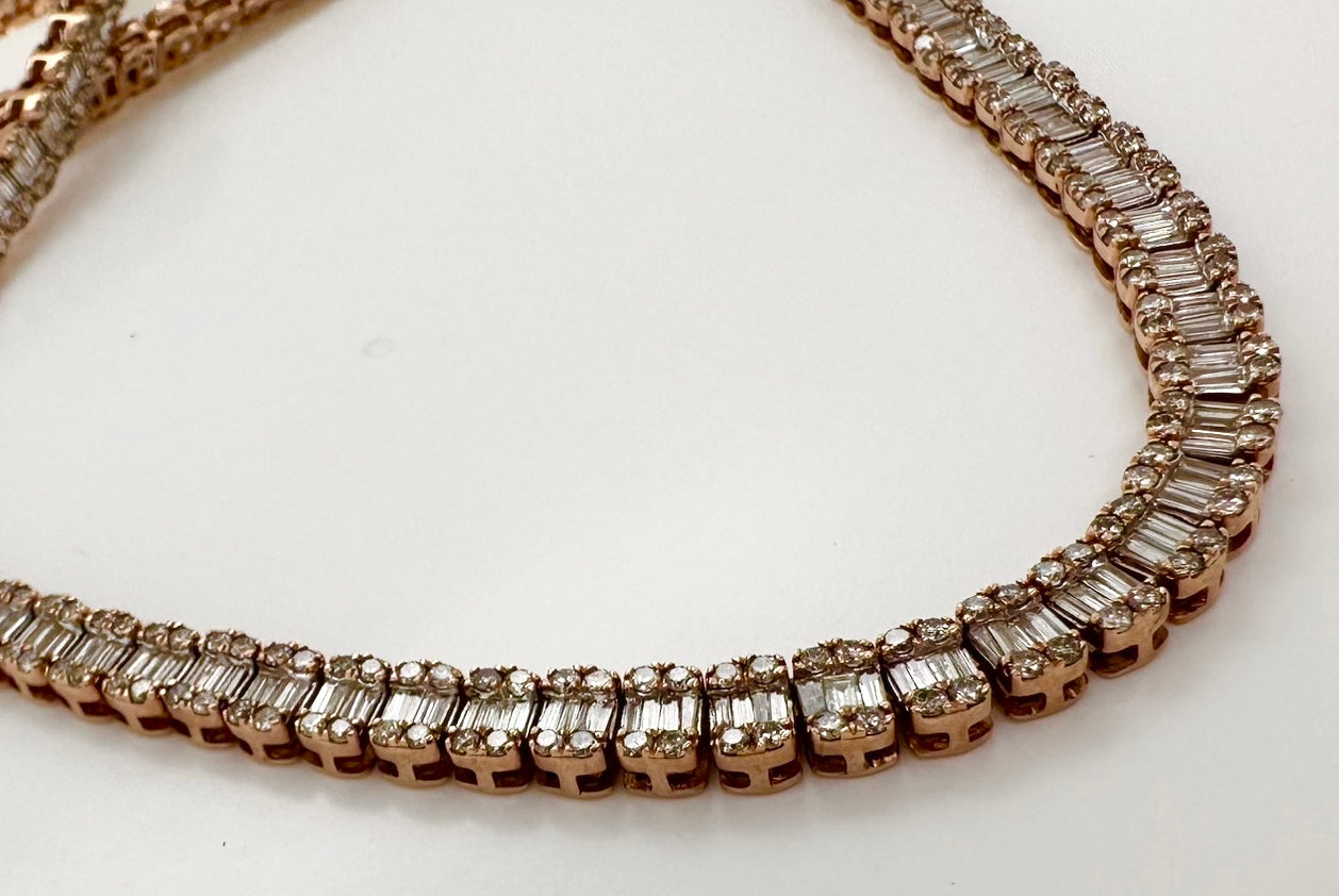 15.80CT Baguette & Round Diamond 10K Chain