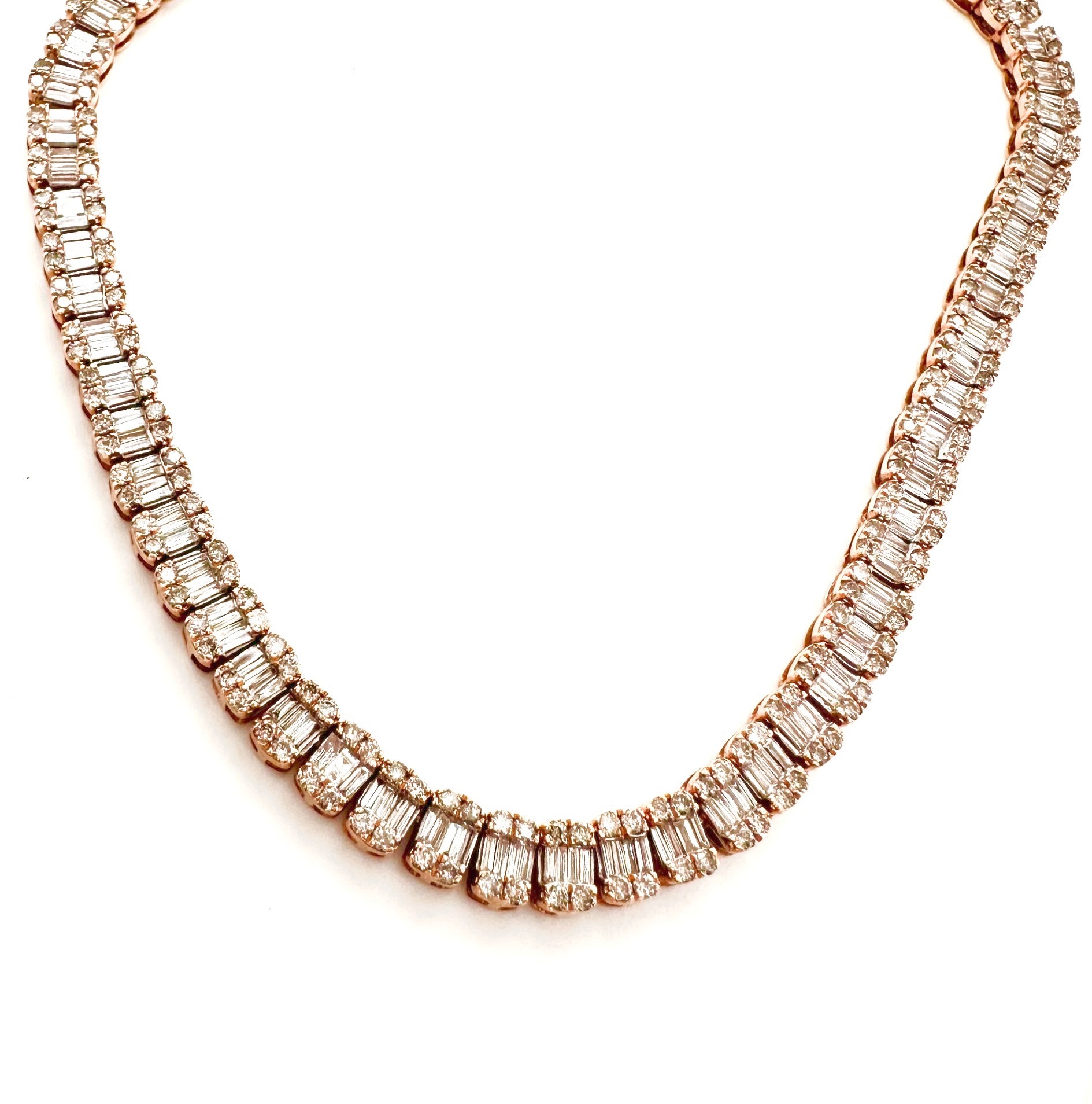 15.80CT Baguette & Round Diamond 10K Chain